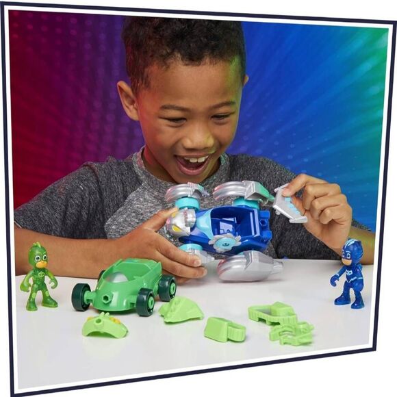 PJ Masks Toys PJ Launching Seeker Car Playset with Sounds, 2-in-1 Vehicle and Ca - Picture 10 of 12